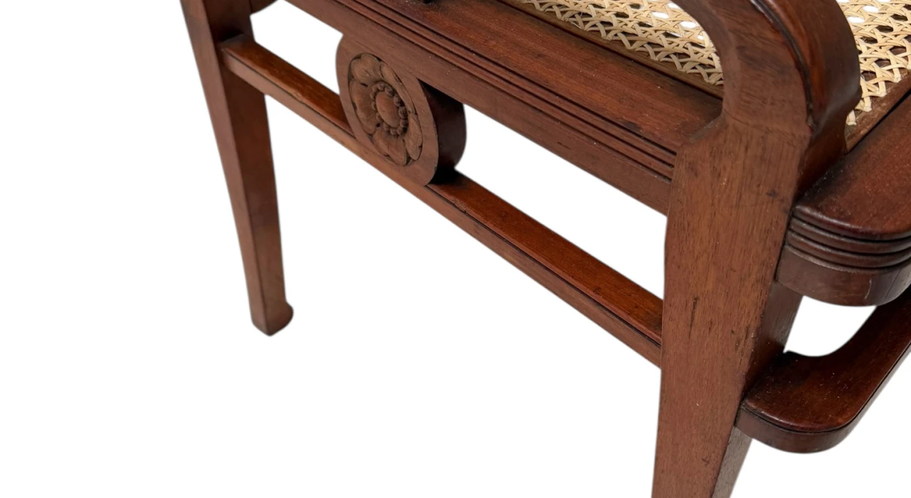 Art Nouveau Armchair with Wicker Seat by H.P. Mutters & Zoon, 1900s